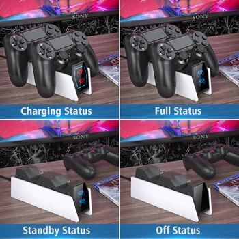OIVO Dual Charging Dock for Playstation 4 Valdytojai, Rankena, Įkroviklis Stotis Stovi LED Būsenos indikatorius Įkroviklis Lopšys Rankenos Rinkinys