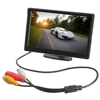 5 colių Automobilinis Atbulinės eigos Monitorius skystųjų KRISTALŲ Didelės raiškos Skaitmeninis Ekranas 2 Vaizdo Įvesties Auto Stovėjimo galinio vaizdo Kamera
