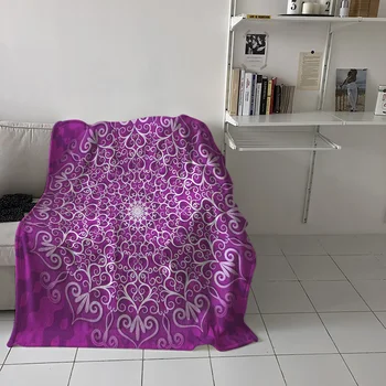 Violetinė Modelis Mandala Retro Mesti Antklodę Nešiojamų Flanelė Antklodė Viešbutis/Sofa/Office/Kelionės Lėktuvu Antklodės Lovos