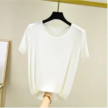 Korėjos Drabužių Moterims Pagrindinio Marškinėlius, O kaklo Vasaros Marškinėliai Moterims 2020 Ponios Viršų Atsitiktinis Trumpas rankovės Balta Juoda Geltona 8 Spalvos