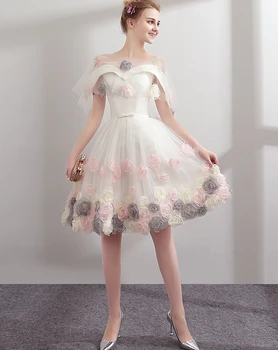 2020 Elegantiškas Kokteilių Suknelės Nuo Peties Trumpą Mini Nėriniai Gėlės Šalies Plus Size Homecoming Suknelės Trumpas Prom Chalatai