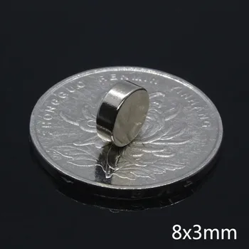 100vnt 8 x 3 mm, Stiprus, Galingas, Retųjų Žemių NdFeB Magnetas 8mm x 3mm Neo nuolatiniai Magnetai Neodimio 8*3 mm Amatų Modelis Disko Lapas