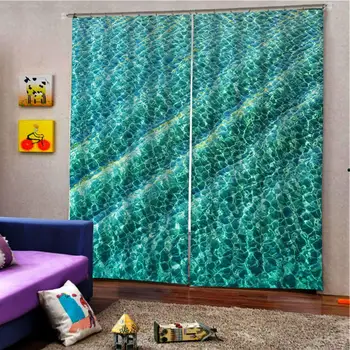 Custom 3D Užuolaidos banga Dekoro Užuolaidų svetainė, Miegamasis žaliosios mados vonios kambarys, virtuvės tekstilė Užuolaidos