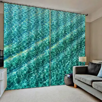 Custom 3D Užuolaidos banga Dekoro Užuolaidų svetainė, Miegamasis žaliosios mados vonios kambarys, virtuvės tekstilė Užuolaidos