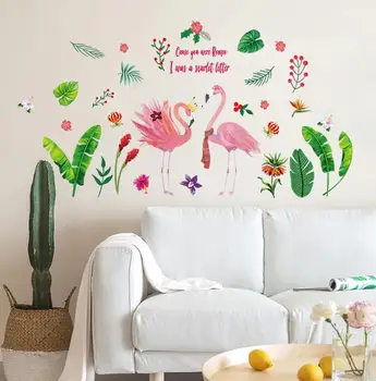 Sienų lipdukai Flamingo sienų dekoras meno rožinė modernių namų kambarį dekoro priedai, vaikų kambarys šiaurės stiliaus vaikams