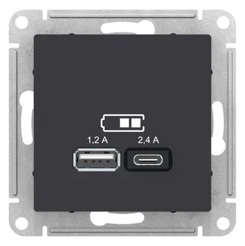 Se atlasdesign USB lizdas, A + C, 5v/2.4, 2x5 V/1,2 A, mechanizmas, ANGLIES ATN001039