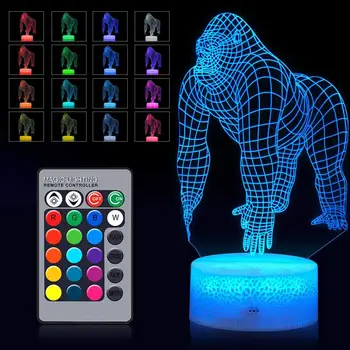 Naktį Šviesos Gorila Žibintas 3D Stalo Lempa LED Atmosfera, Šviesos, Kūrybos Dovana, Vaizdo trimatis Spalvinga