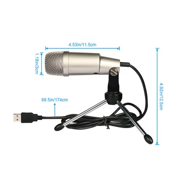 USB Kondensatoriaus Mikrofonas Rinkinys Su Trikojis Stovas Microfone Cardioid Įrašymo Studijoje Live KTV Karaoke Mikrofonas PC Kompiuteris