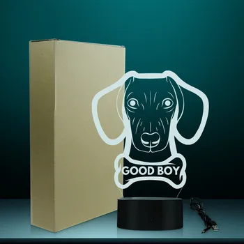 Takso Dešra Šuo Formos Modernios Šviesos Stalo Lempa Wiener-Šuo Gyvūnų naminių Gyvūnėlių Šuniuką Geras Berniukas Užsakymą Šuo Pavadinimas Žėrintis 3D LED Lempos