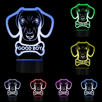 Takso Dešra Šuo Formos Modernios Šviesos Stalo Lempa Wiener-Šuo Gyvūnų naminių Gyvūnėlių Šuniuką Geras Berniukas Užsakymą Šuo Pavadinimas Žėrintis 3D LED Lempos