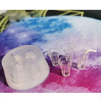 3D Mini Stiklo Butelis Dervos Pelėsių Gėrimo Butelis Šiaudų Pieno Puodelio Dervos Liejimo Formos