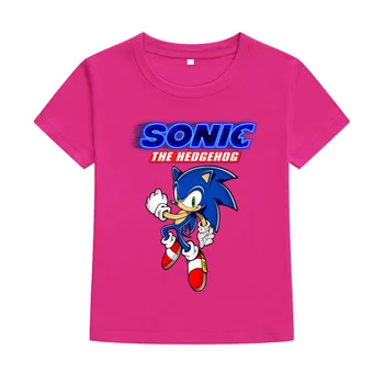 Vasarą Vaikams, Cartoon Sonic The Hedgehog Spausdinti Trumpas Rankovės Marškinėliai Kūdikiui Berniukas Medvilnės Bamblys Drabužius Mergina Viršuje Tee Vaikų marškinėliai