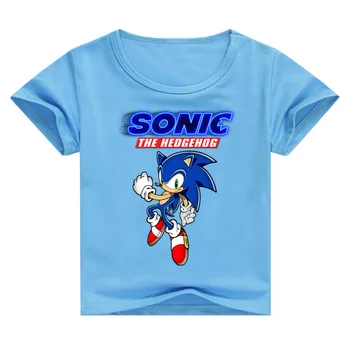 Vasarą Vaikams, Cartoon Sonic The Hedgehog Spausdinti Trumpas Rankovės Marškinėliai Kūdikiui Berniukas Medvilnės Bamblys Drabužius Mergina Viršuje Tee Vaikų marškinėliai