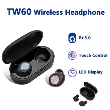 TW60 Bluetooth 5.0 TWS Ausines, Sporto, Muzikos IPX5 prakaitui Touch Kontrolės Belaidės Ausinės Ausinių su Mikrofonu