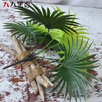Devyni Devyni li xiang Dirbtinė Žolė Didelė 8 Šakutės Palmių lapų Ventiliatorius Lapų Žalia Modeliavimas Augalų Sienos su Medžio Lapai Plastiko Pluoštas