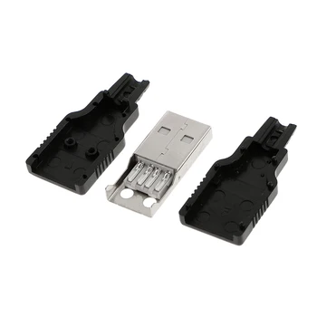 10Pieces USB Type A 4-pin Male Plug Jungtis Adapteris Jack Plastikinis Dangtis