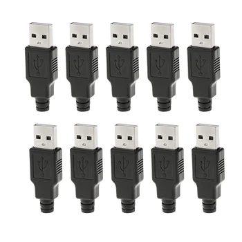 10Pieces USB Type A 4-pin Male Plug Jungtis Adapteris Jack Plastikinis Dangtis