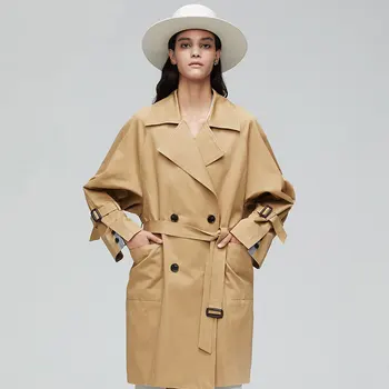 2020 Naujų Rudens Mados Dvigubo Breasted Diržas Moterų Tranšėjos Paltai Streetwear Elegantiškas Švarkelis, Casaco Abrigo Laisvas