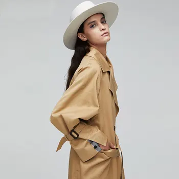 2020 Naujų Rudens Mados Dvigubo Breasted Diržas Moterų Tranšėjos Paltai Streetwear Elegantiškas Švarkelis, Casaco Abrigo Laisvas