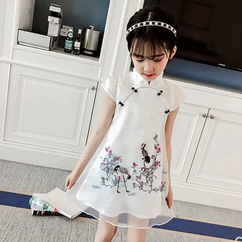 Siuvinėjimo Spausdinti WEIXINBUY Suknelė Bamblys Baby Vaikų Mergaičių Mielas Drabužių Kinijos Stilius Derliaus Cheongsam Suknelės Qipao vaikiški Drabužiai