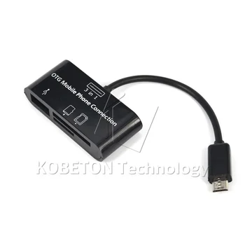 3 in 1 OTG SDHC/SD/TF Kortelių Skaitytuvas Micro USB HUB Kabelis Adapteris, skirtas 