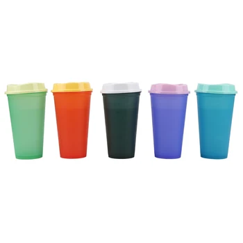 Daugkartiniai 5-gabalas 473ML PP temperatūra magija spalva keičiasi puodelis su didelės talpos spalva šalto vandens, kavos puodelio, buteliuko