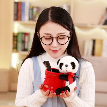Babiqu 1pc 15cm Kawaii Pliušinis Animacinių filmų Pieštuku Vaza Mielas Gyvūnų Panda Pliušiniai Žaislai Šepetys Puodo Rašiklio Laikiklis Kūrybos Vaikams Dovanų