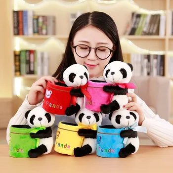 Babiqu 1pc 15cm Kawaii Pliušinis Animacinių filmų Pieštuku Vaza Mielas Gyvūnų Panda Pliušiniai Žaislai Šepetys Puodo Rašiklio Laikiklis Kūrybos Vaikams Dovanų