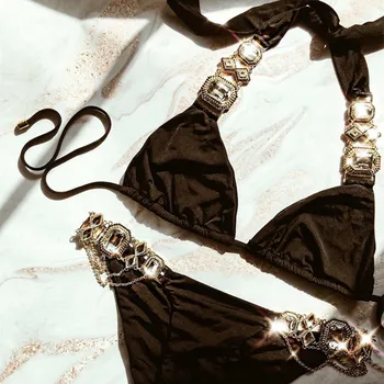 IASKY 2018 Blizga Didelis Kristalų Bikini komplektas seksualių moterų bikini tvarstis diamond maudymosi push up maudymosi kostiumėliai, kalnų krištolas Moterų biquini