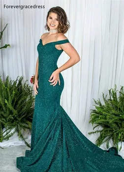 Elegantiškas Hunter Green Vakaro Suknelės Undinė Off Pečių Oficialus Moterų Šventė Dėvėti Įžymybių Šalis, Chalatai, Plius Dydis Užsakymą