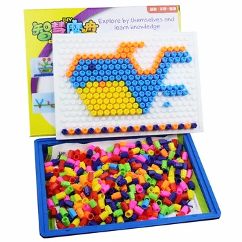 Plastikinių dėlionės aikštėje grybų nagų spalvingos dėlionės valdybos surinkto modelio švietimo žaislas 3 metų vaikams berniukas dovana