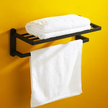 Vidric Juodas kvadratas aukštos kokybės vonios rankšluostį stovas prie sienos tvirtinamas vonios kambarys Dvigubo sluoksnio Tinkamumo toalheiro