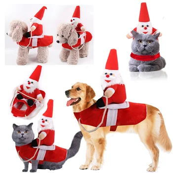 XS-2XL Kalėdų Drabužius šunims Mažų Didelių Šunų, Naminių Kačių Kostiumų Santa Claus Kostiumas Juokingi Žiemos Šuns Kailis Šiltas Katė Striukė