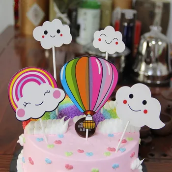 20 nustatyta,Kūrybingi gimtadienio tortas topper,debesis karšto oro baliono vaivorykštė popieriaus kortelės, papuošalai, Šaliai, cupcake dekoratyvinis kortelės