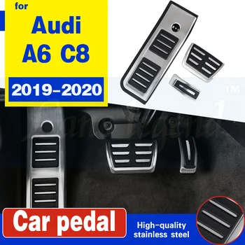 Pedalų Komplektas Audi A6 C8 2019 - 2020 Nerūdijančio Plieno Kuro Automobilių Stabdžių Pedalas Akseleratoriaus, stabdžių Gumos Pagalvėlės Dujų Stabdžio Pedalo ir Dangtis