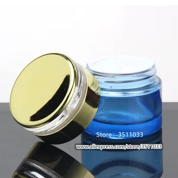 10pc Aukštos Kokybės Tuščias Mėlyno Stiklo Daugkartiniai Losjonas Siurblys Butelis 30g Stiklo Kosmetikos Grietinėlės Indelį 20ml 30ML 60ML 80ML Aukso danga