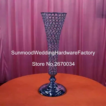 Naujas mados elegantiškas, skaidraus stiklo kristalų aukščio gėlė stovi už vestuvių stalo dekoravimo vestuvių gėlių stovas centerpieces
