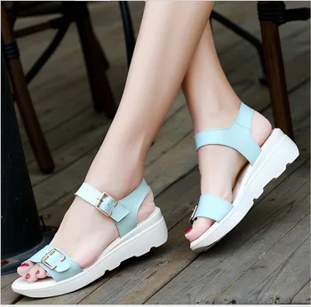 2018 Atviras konservatyvusis batai Romos pleišto sandalai studentams per vasaros pleištai moterys oro blue bateliai 35-40 DYDIS