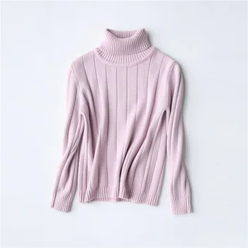 2020 m. rudenį naujų korėjos versija laukinių aukštos apykaklės vientisos spalvos storo dugno marškinėliai džemperis moterims