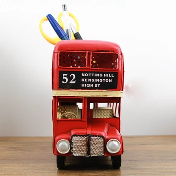 COOL!1:12 Geležies Londono Autobusų Modelio Rašiklis metalo lokomotyvų kūrybos dekoravimas ornamentais L28CM *W8*H15CM Papuošalai biuro stalai