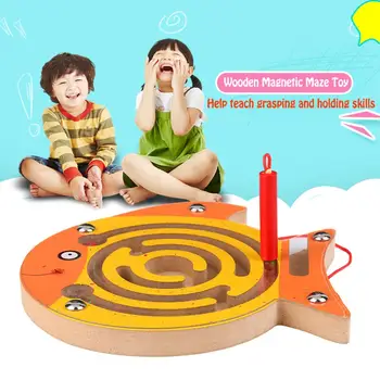 Mediniai Magnetiniai Labirintas Švietimo Intelektinės Vaikams Žaislas Įspūdį Dovana ikimokyklinio ugdymo smegenų kibinimas medinis žaislas dėlionės