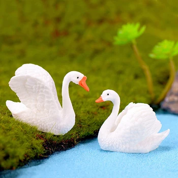 1pcs Dervos Swan Miniatiūrinės Statulėlės Pasakų Sodą, Lėlių Dekoro Micro Kraštovaizdžio