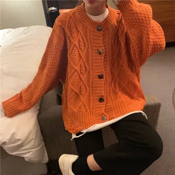 Vintage Megztinis Moterims Prarasti Mielas Megztas Megztinis Argyle 2020 Japonijos Retro Elegantiškas Megztas Viršūnes Ilgomis Rankovėmis Atsitiktinis Megztinis