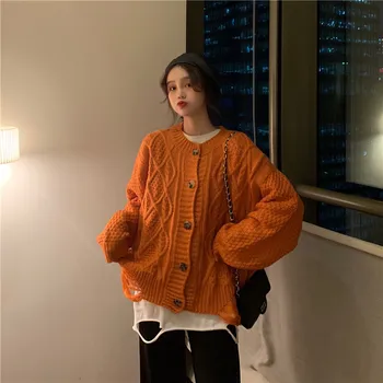 Vintage Megztinis Moterims Prarasti Mielas Megztas Megztinis Argyle 2020 Japonijos Retro Elegantiškas Megztas Viršūnes Ilgomis Rankovėmis Atsitiktinis Megztinis