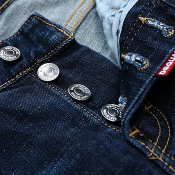 Nauja Europos Style mens dsq ženklo džinsus Vyrams tiesiai džinsinio audinio kelnės, džinsai Plonas Dažų, spausdinimo blue hole užtrauktukas džinsai D2men