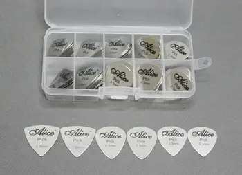100vnt Alice 3 Formos Nerūdijančio Plieno Metalo Gitara Kirtikliai Plektras 0,3 mm + Atvejo 10 Tinklelis