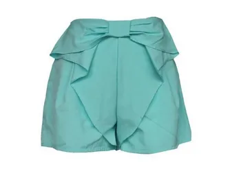 10vnt/daug karšto pardavimo moterų šortai vasarą-atsitiktinis, kietas spalvų didelis bowknot elastinga juosmens šifono šortai