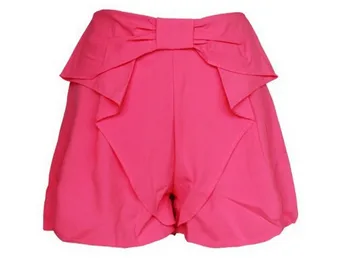 10vnt/daug karšto pardavimo moterų šortai vasarą-atsitiktinis, kietas spalvų didelis bowknot elastinga juosmens šifono šortai