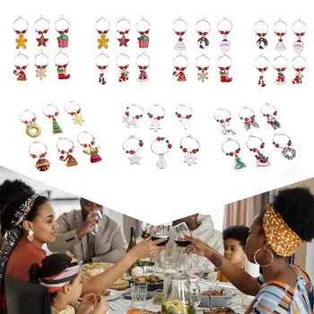 Kalėdų Šeimos Vyno Stiklo Apdaila Taurės Žiedas Vyno taurė Dekoratyviniai Apskritimai Kalėdos Taurės Karolius, Papuošalai decoracion navidad