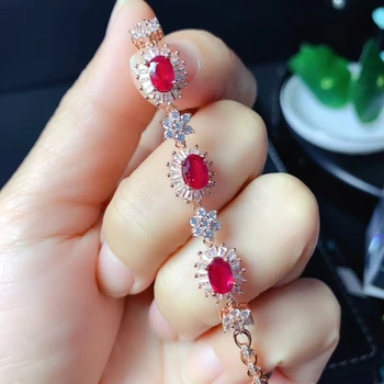 Kilnus stilius žavinga raudona rubino apyrankės ir karoliai, papuošalai nustatyti nekilnojamojo 925 sidabro gamtos perlas, 4*6 mm perlas mergina šalis pateikti karšto